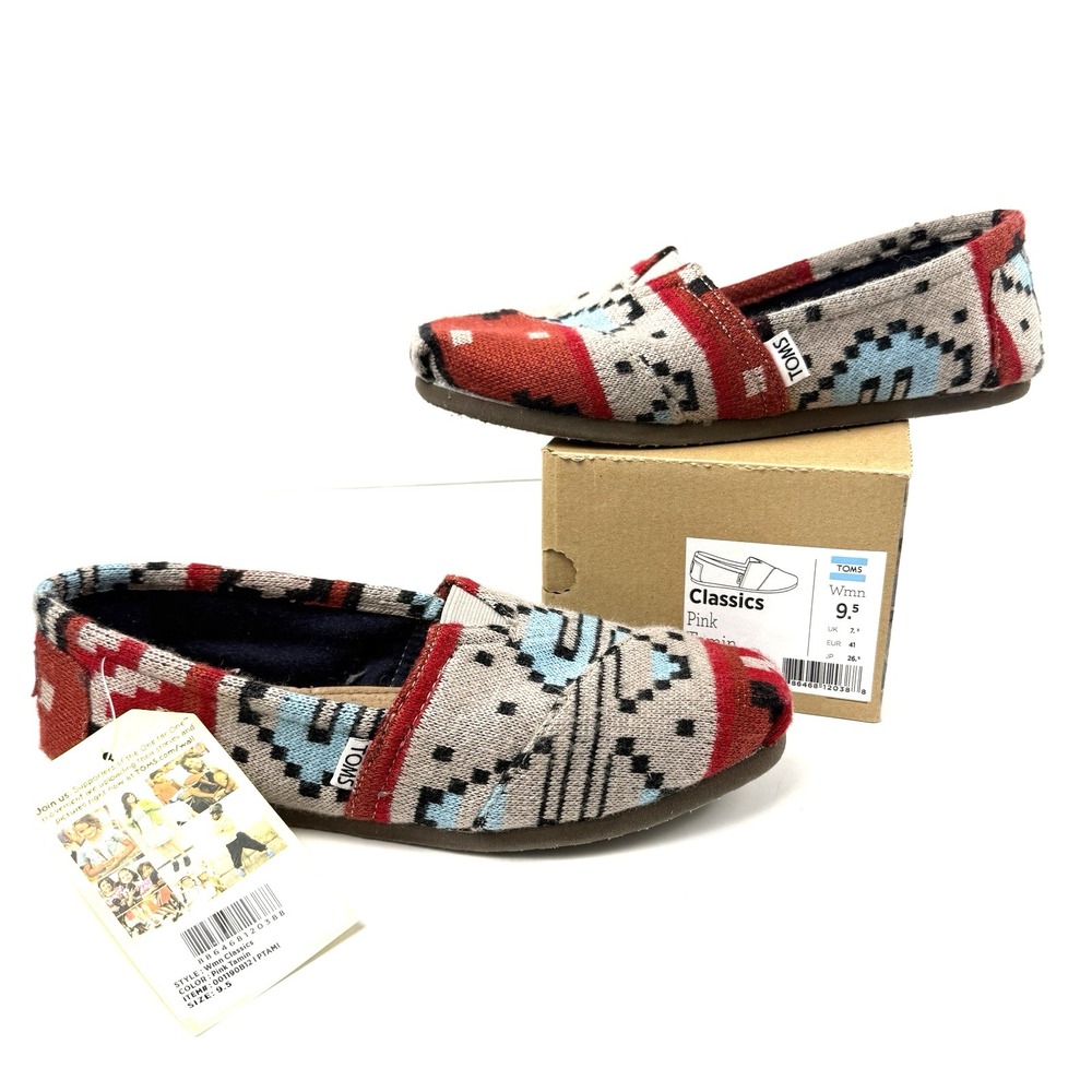 Toms Classic Shoes Womens 9.5 Tamin Southwest Navajo Blanket Aztec Flats‎